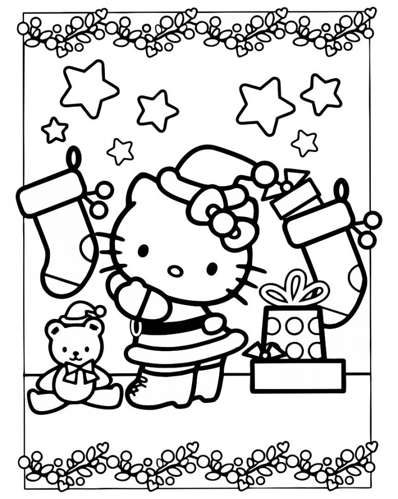 Hello Kitty Christmas Coloring Pages  Hello kitty colouring pages