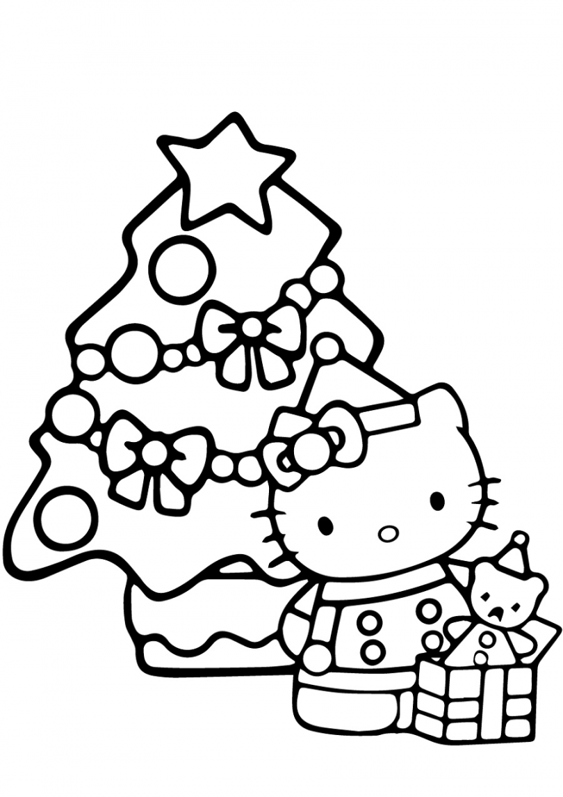 Hello Kitty Christmas Coloring Pages  Hello kitty para colorear