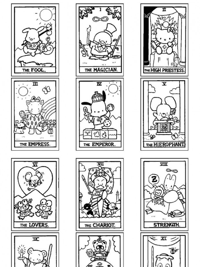 Hello Kitty Tarot Coloring Book x  Hello kitty colouring pages