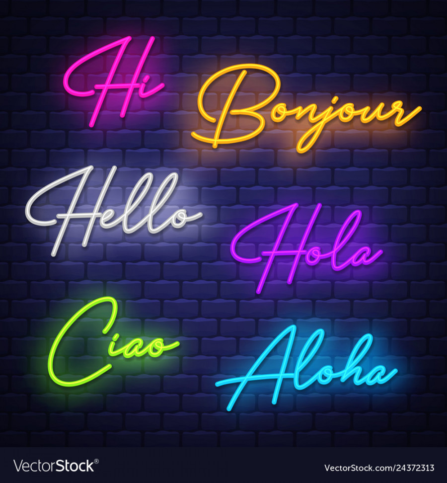 Hello neon calligraphy letters of greeting Vector Image