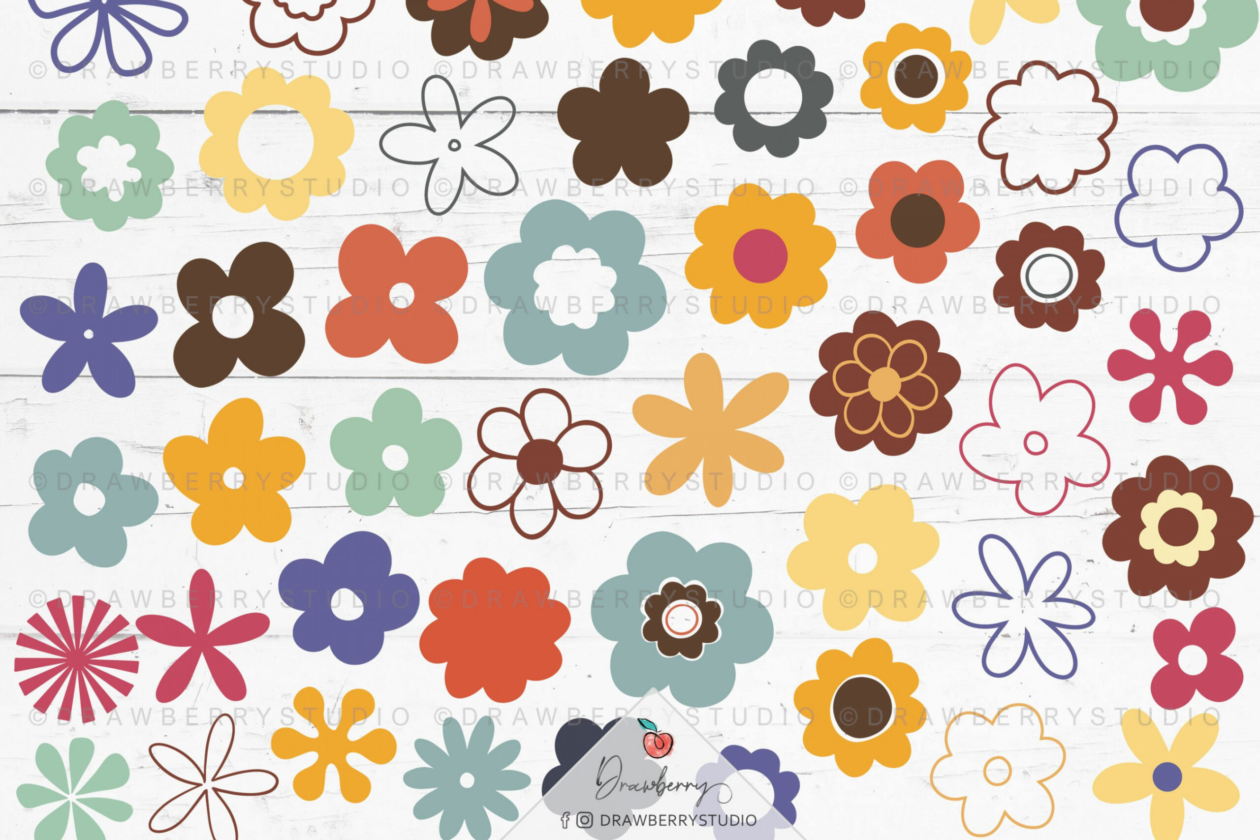 Hippie Flower Svg Groovy s s Retro svg flowers SV