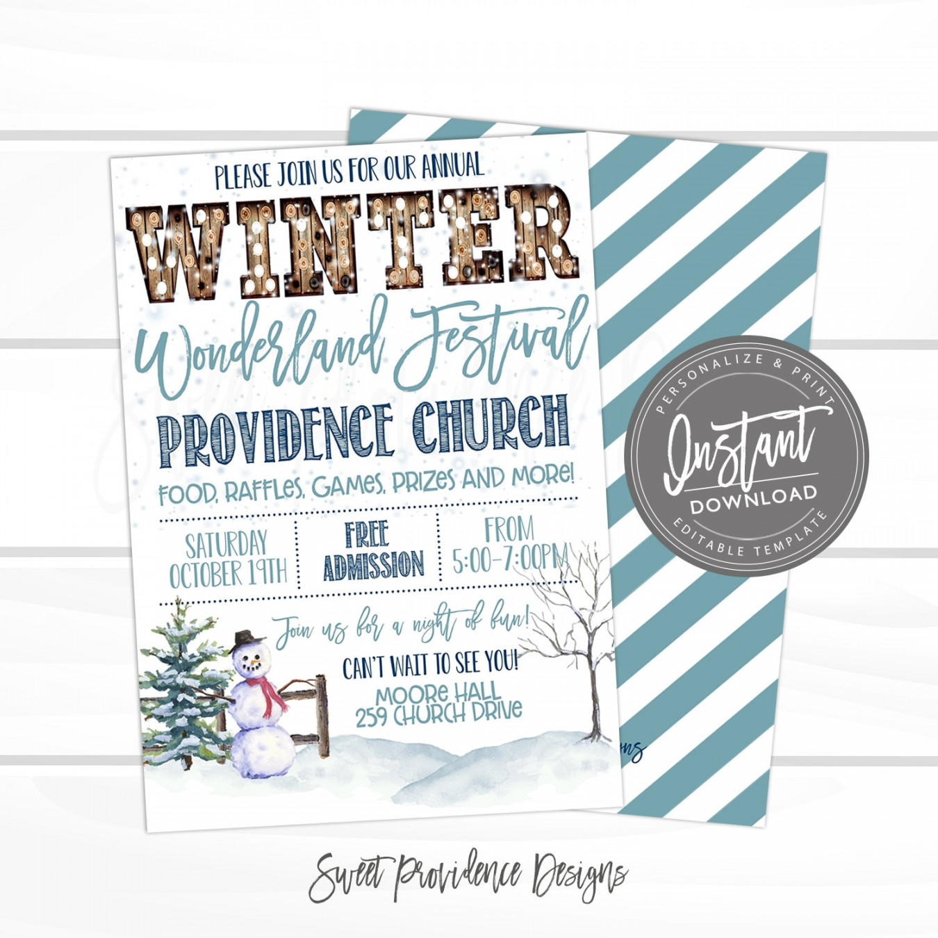 Holiday Flyer Editable Christmas Winter Wonderland Flyer - Etsy