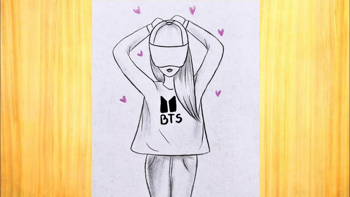 How to draw a Girl BTS/ Easy drawing GIRL with cap/ Pencil sketch tutorial  for beginners