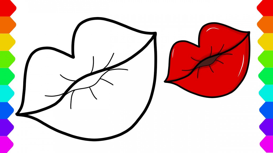 How to draw a kissing lip Very easy drawing and Coloring for kids.