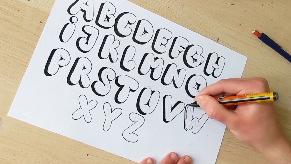 How To Draw Bubble Letters (EASY) - Step By Step Tutorial