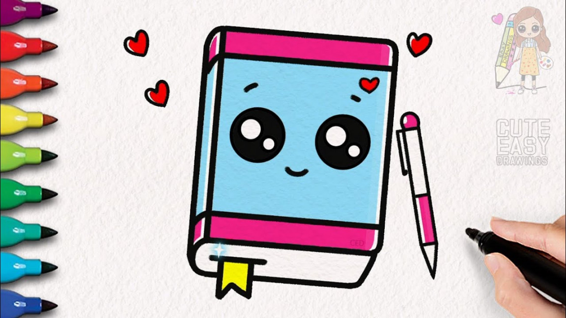 How to Draw Cute Notebook and Pen Very Very Easy