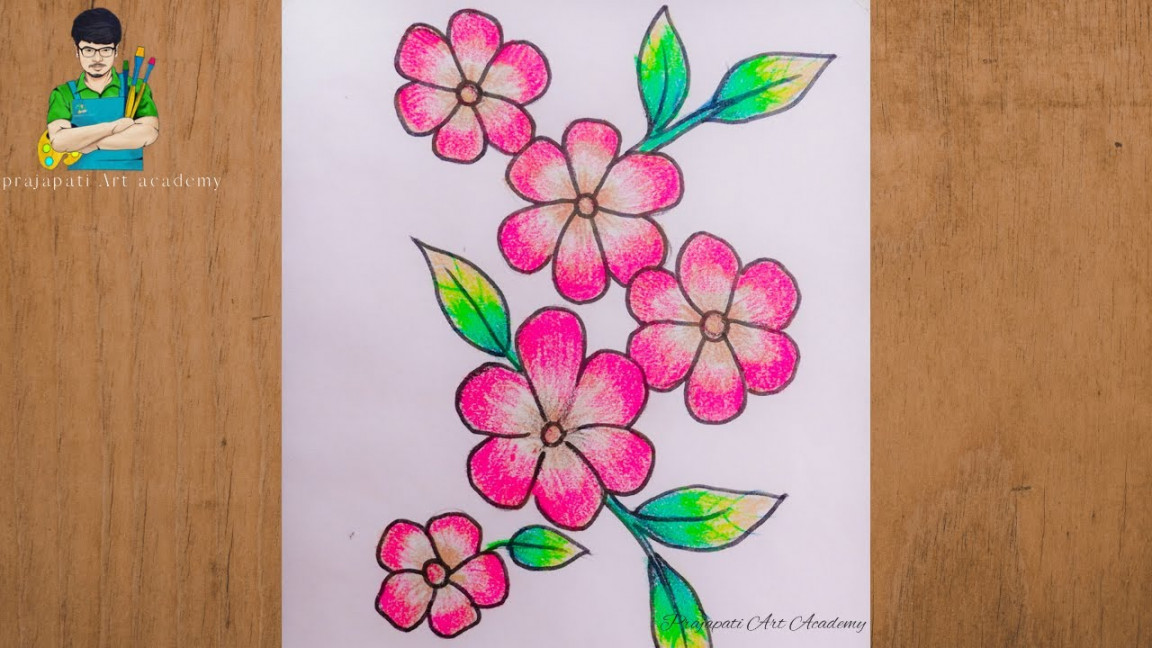 how to draw easy flower drawing with crayons step by step for beginners