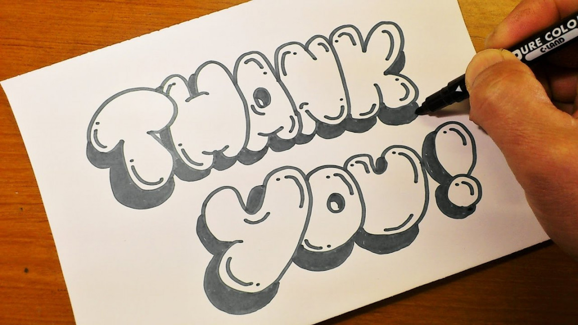 How To Draw Graffiti Bubble letters - Thank You ! , SUBS