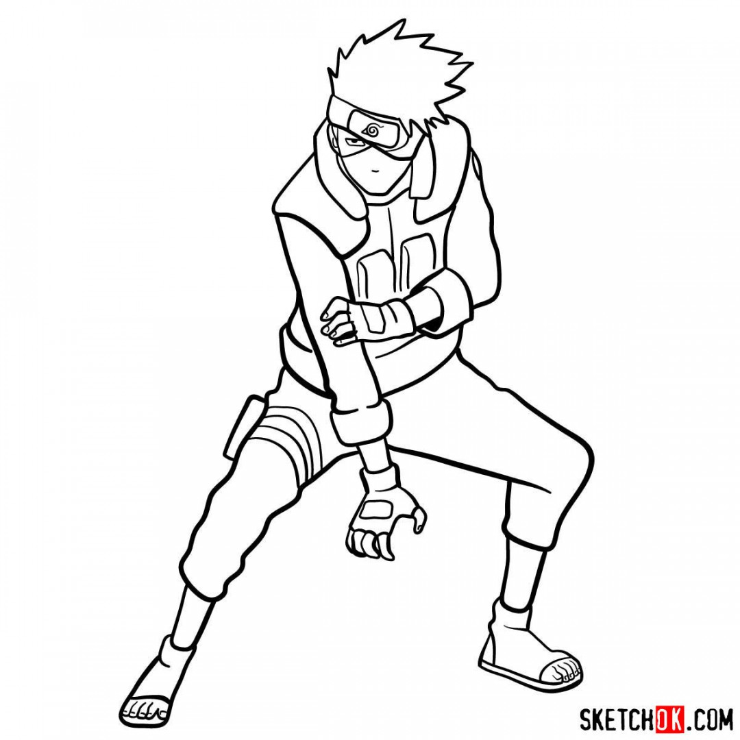 How to draw Kakashi Hatake from Naruto anime - Sketchok easy