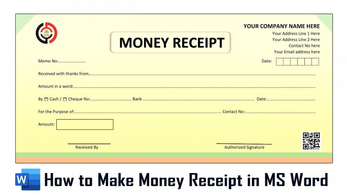 How to Make New Advance Money Receipt Bill Design Word  Cash Receipt  Design in Microsoft Word