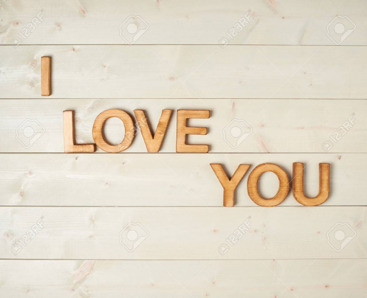 I Love You Composition Of The Block Letters Over The Wooden