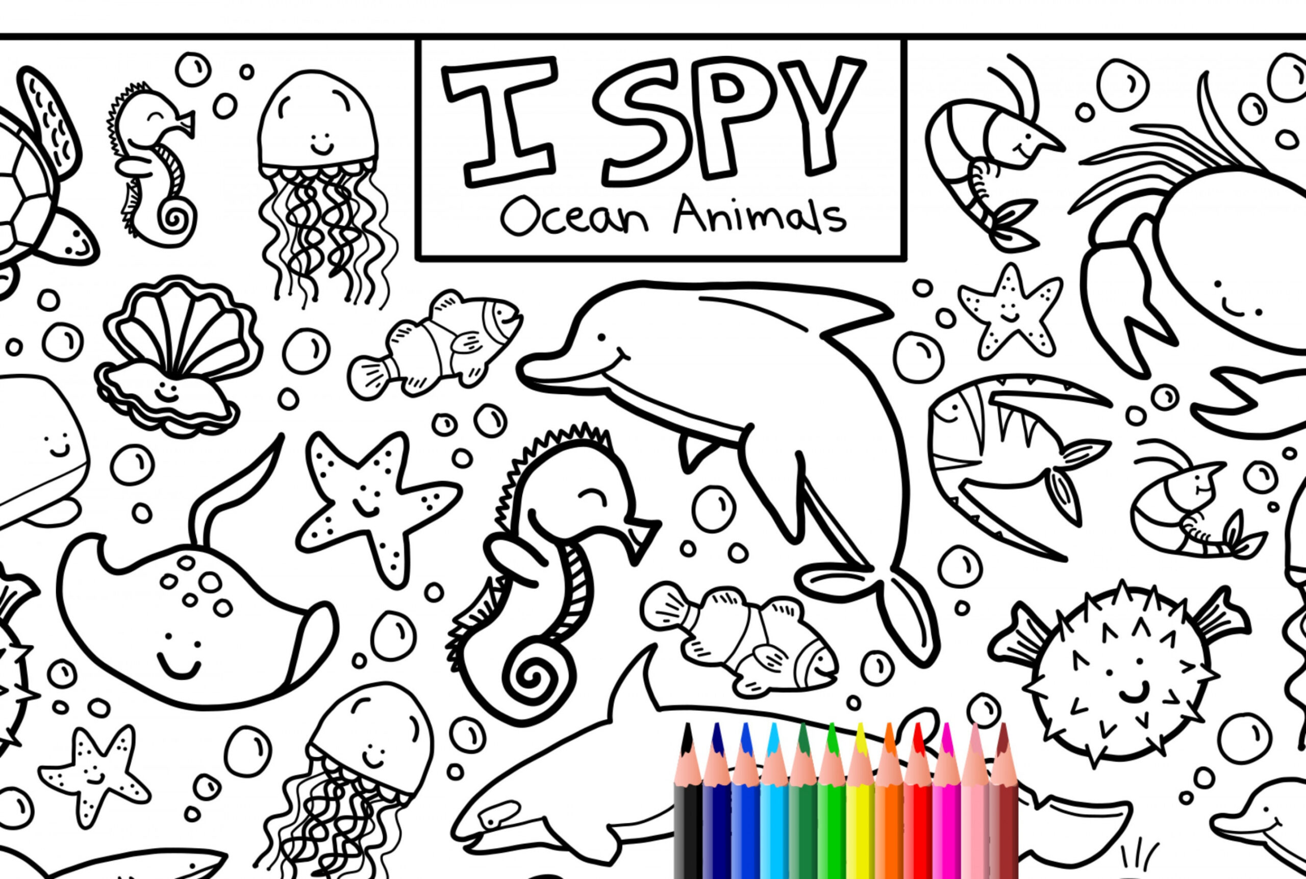 I Spy Ocean Animals Coloring Page Printable Download - Etsy Australia