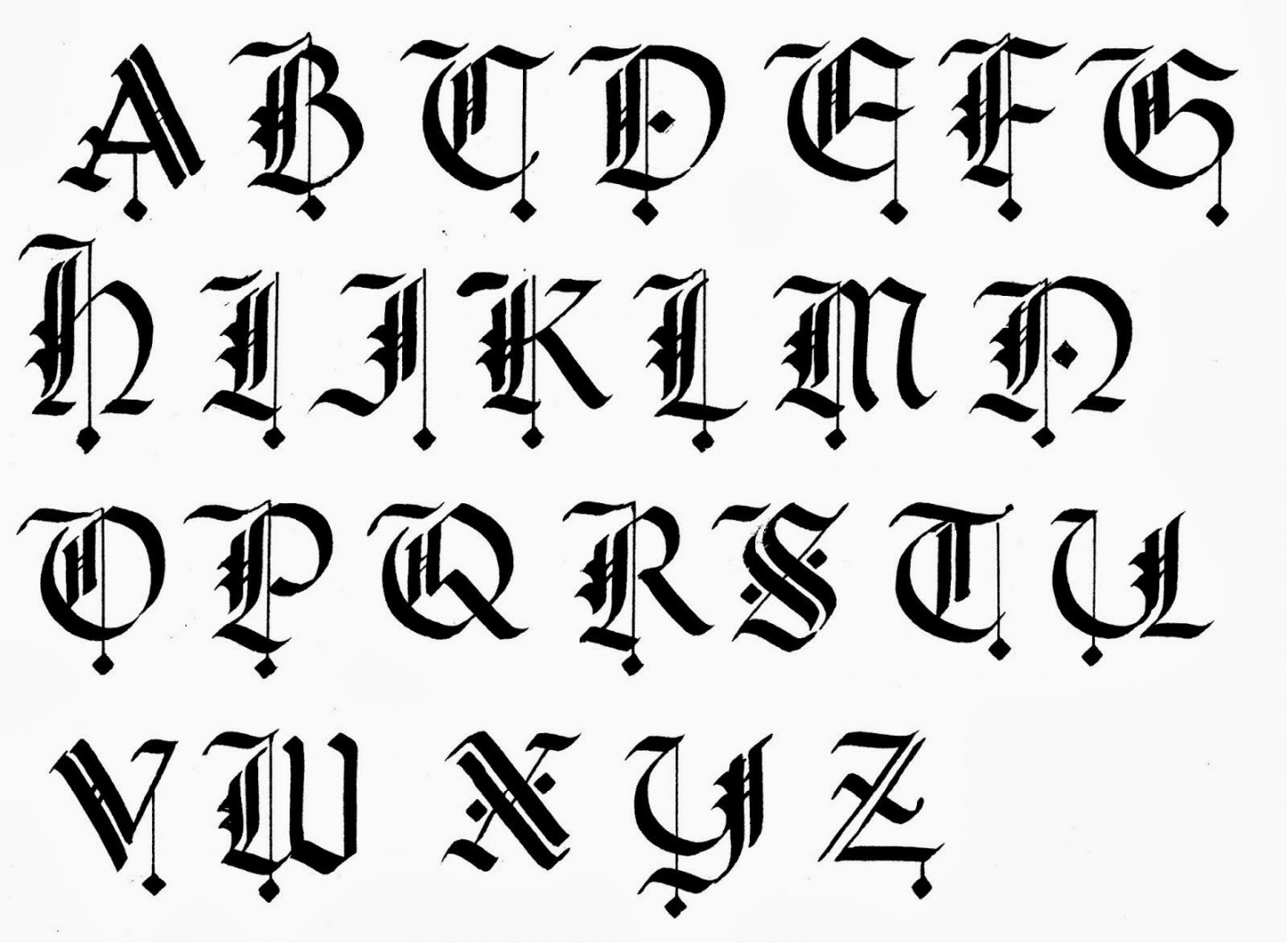 Image result for gothic calligraphy alphabet a z  Calligraphy