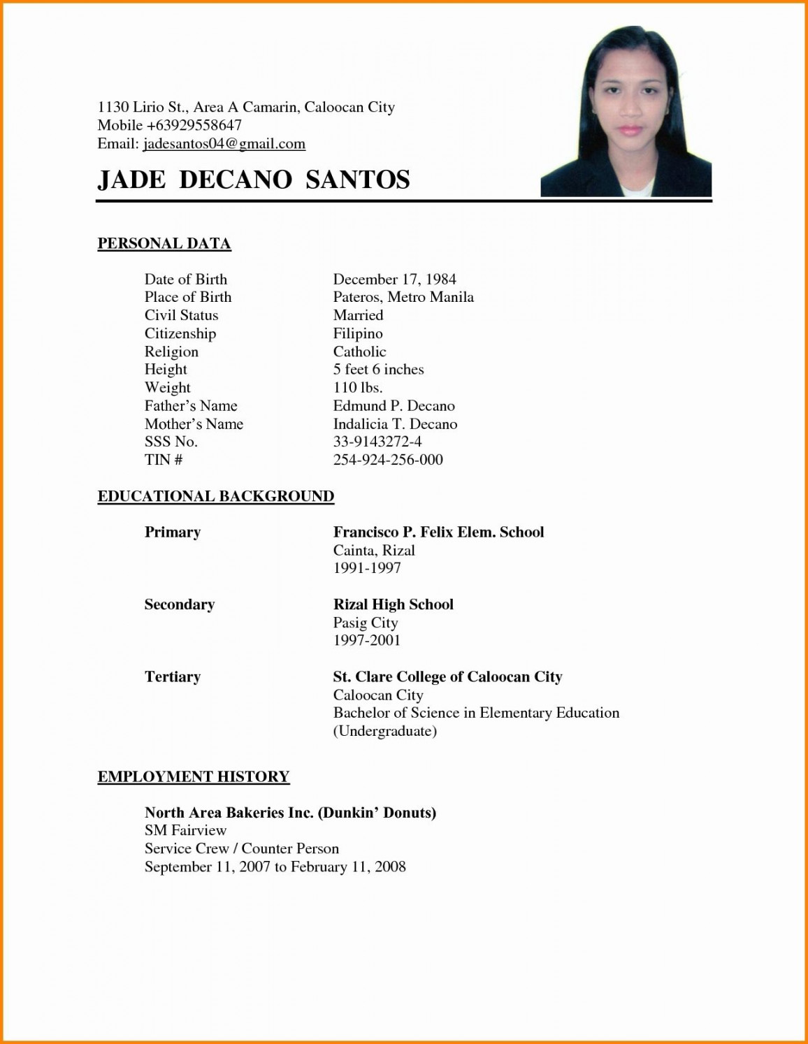 Image result for simple cv format  Good resume examples, Simple