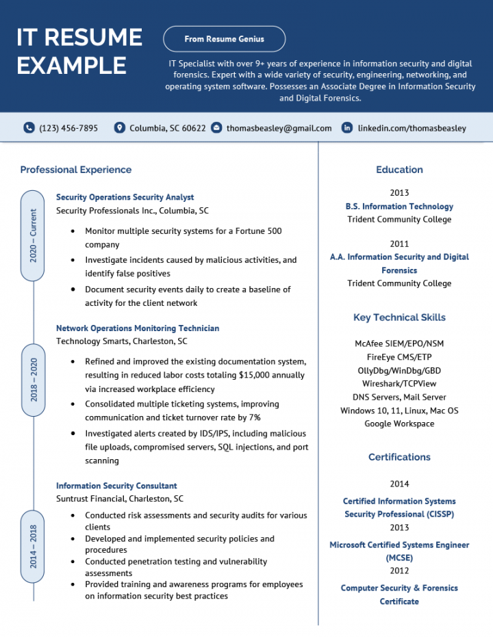 + Information Technology (IT) Resume Examples for