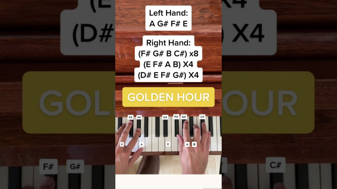 JVKE - Golden Hour (Easy Beginner Piano Tutorial With Letters