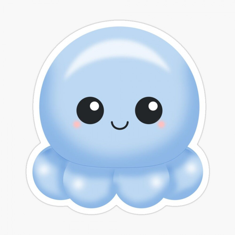 Kawaii Blue Octopus" Sticker for Sale by NicholiCosplay  Cute