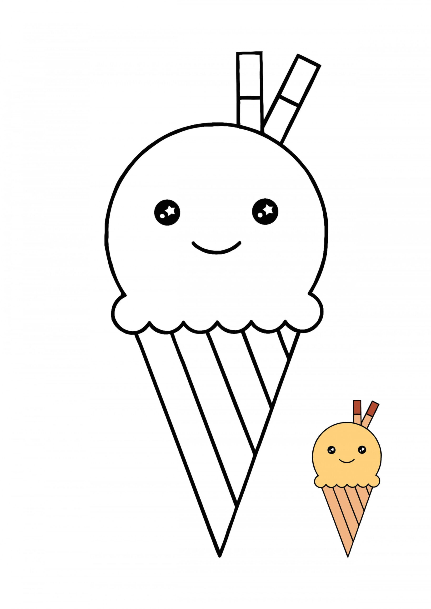 Kawaii Ice Cream cool coloring page  Ice cream coloring pages