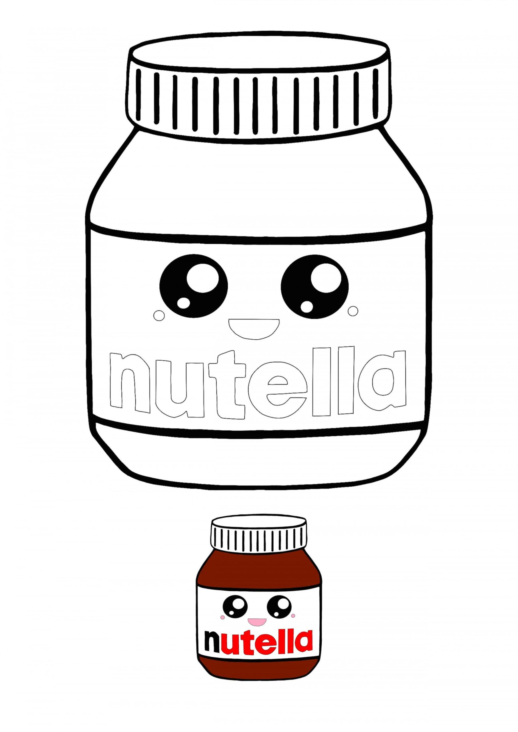 Kawaii Nutella coloring page with sample  Cute coloring pages