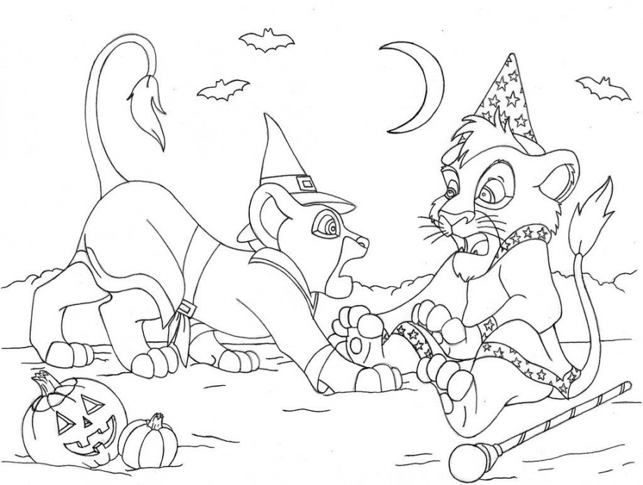 Kiara and Kovu Halloween Coloring Page  Halloween coloring