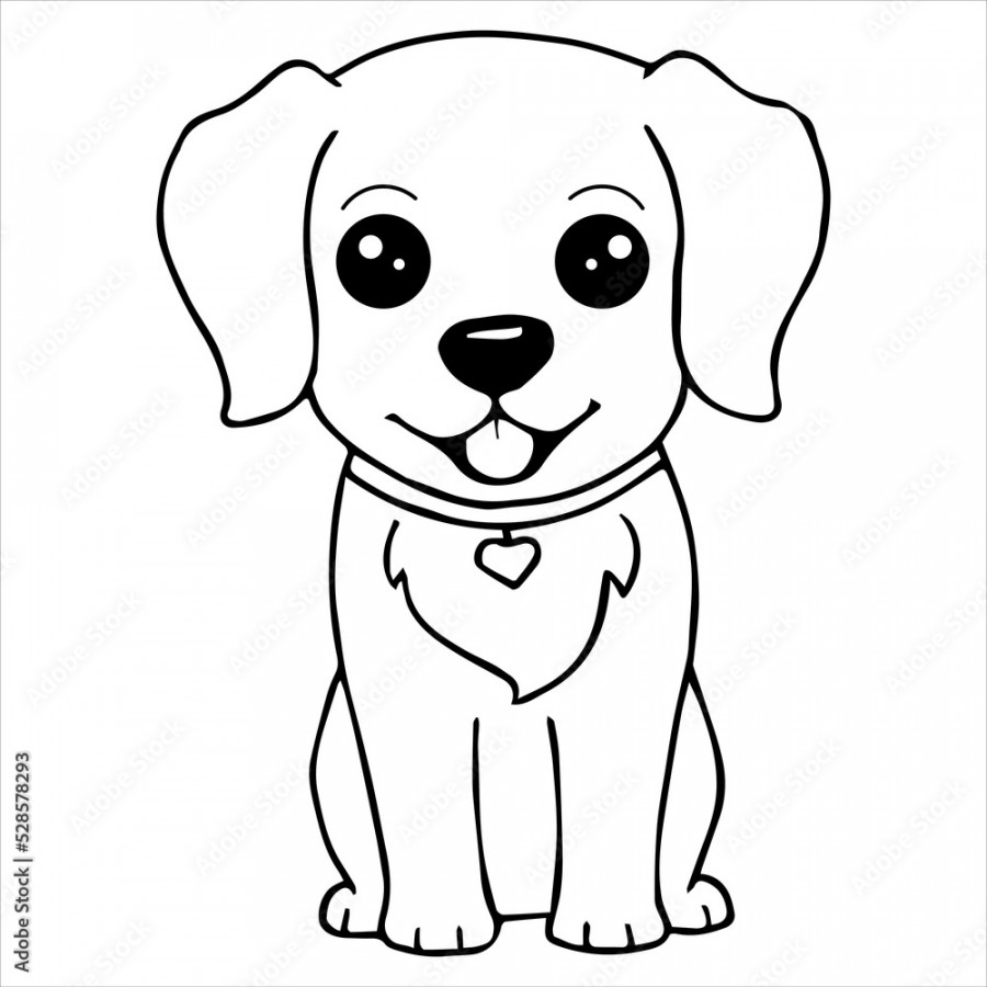 Kids Coloring Pages, Cute Dog Character Vector illustration Ai