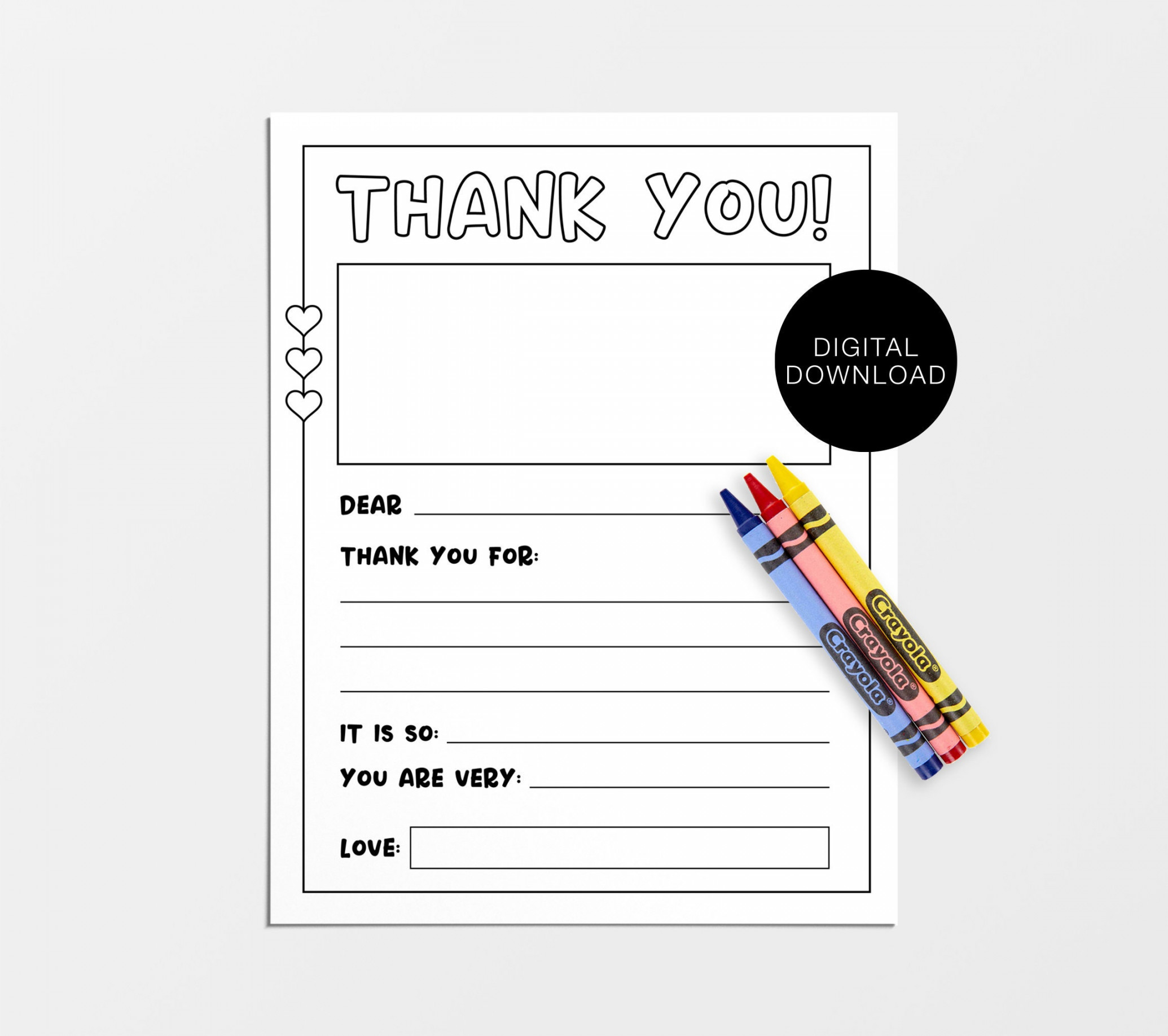 Kids Thank You Letter Template Kids Thank You Letter Fill-in - Etsy