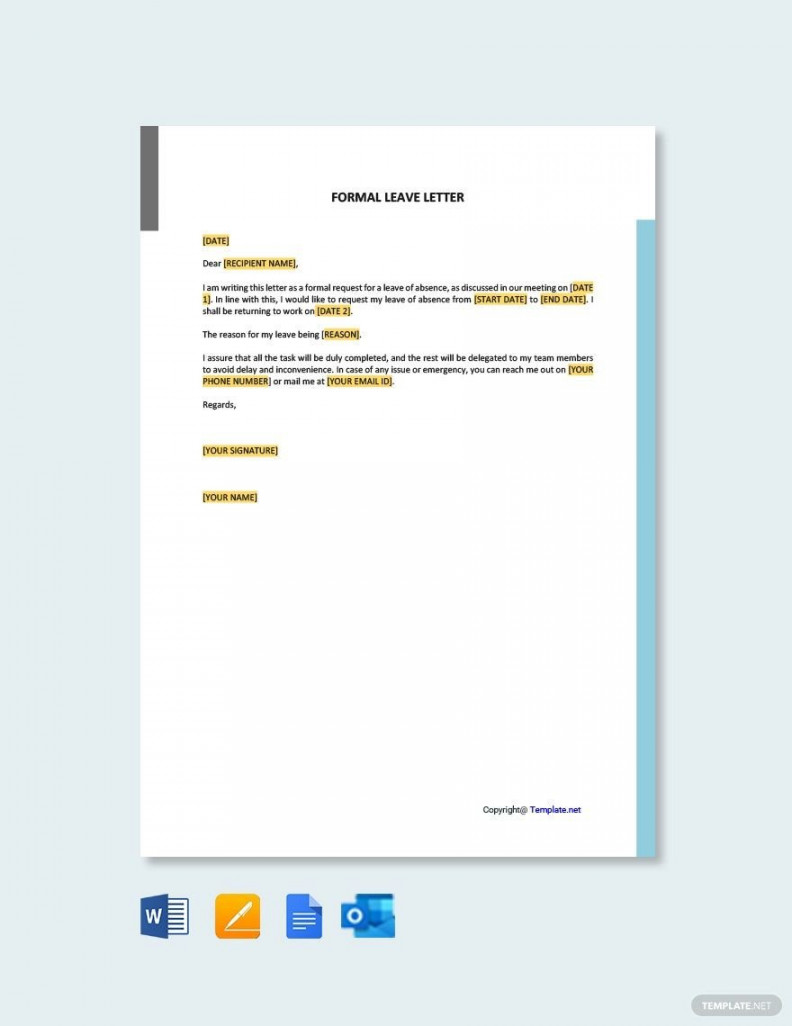 Leave Letter Template in Word - FREE Download  Template