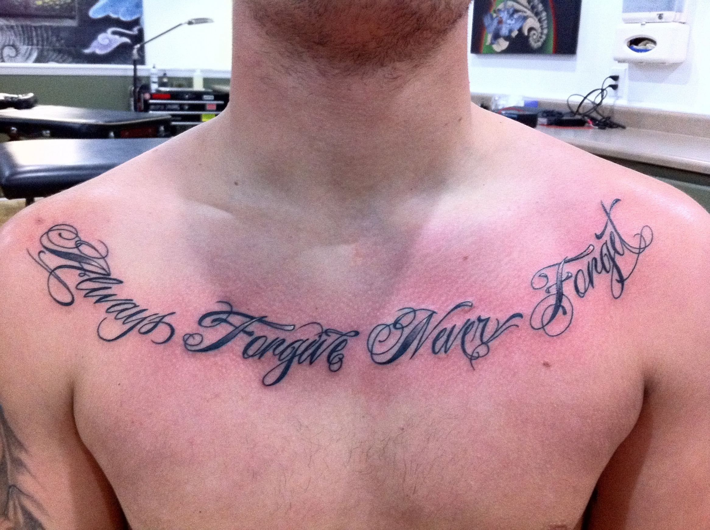 Lettering #tattoos #paulberkey  Chest tattoo lettering, Tattoo