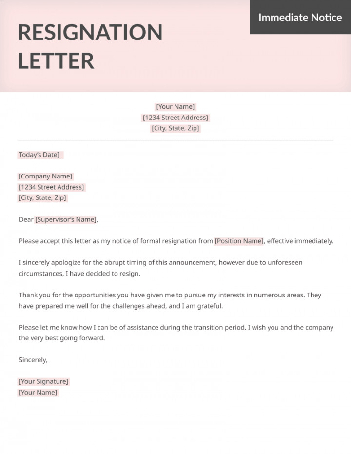 Life-Specific Resignation Letter Samples - Resume Genius