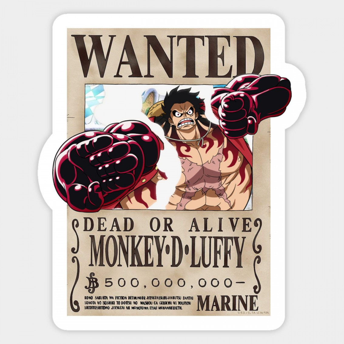 Luffy Wanted Poster Sticker in   Poster stickers, Luffy