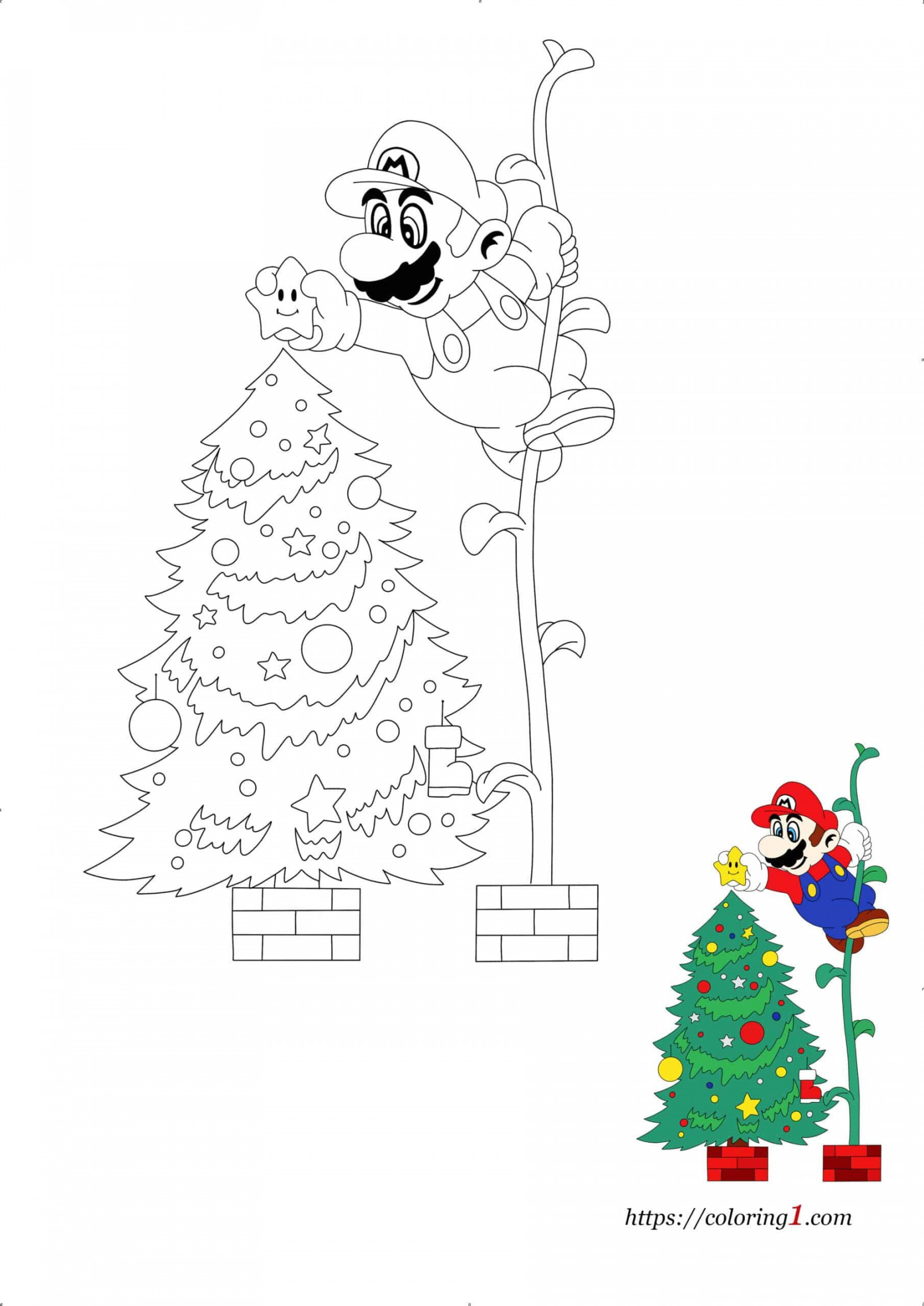 Mario Christmas Coloring Pages -  Free Coloring Sheets (01) in