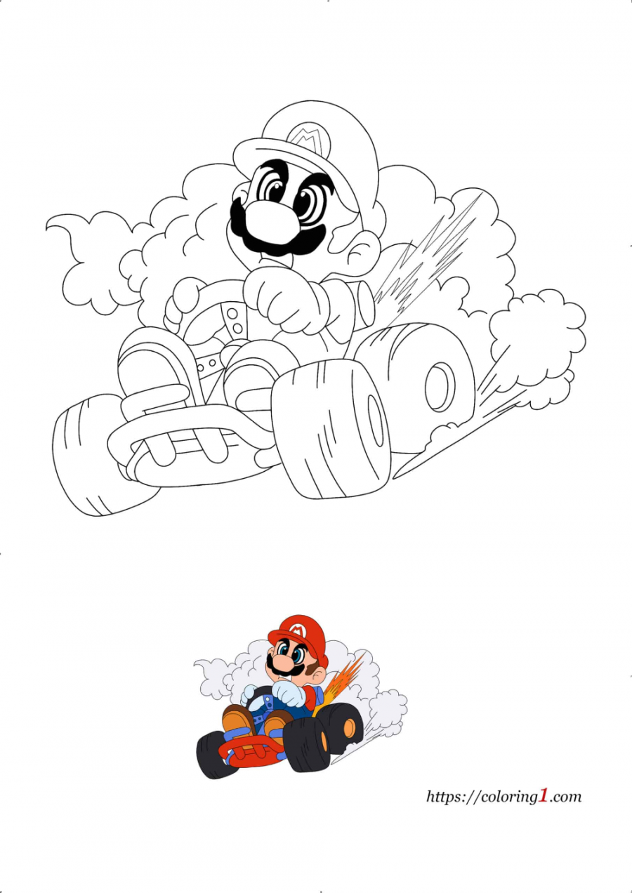 Mario Kart Coloring Pages -  Free Coloring Sheets (01)  Mario