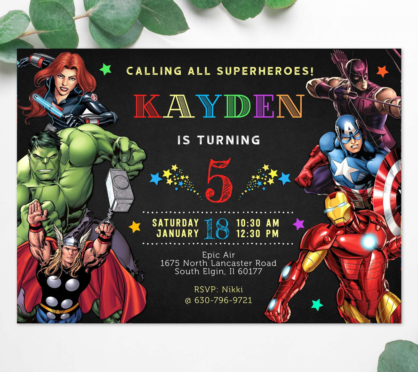 Marvel Avengers Birthday Invitation - instant download template