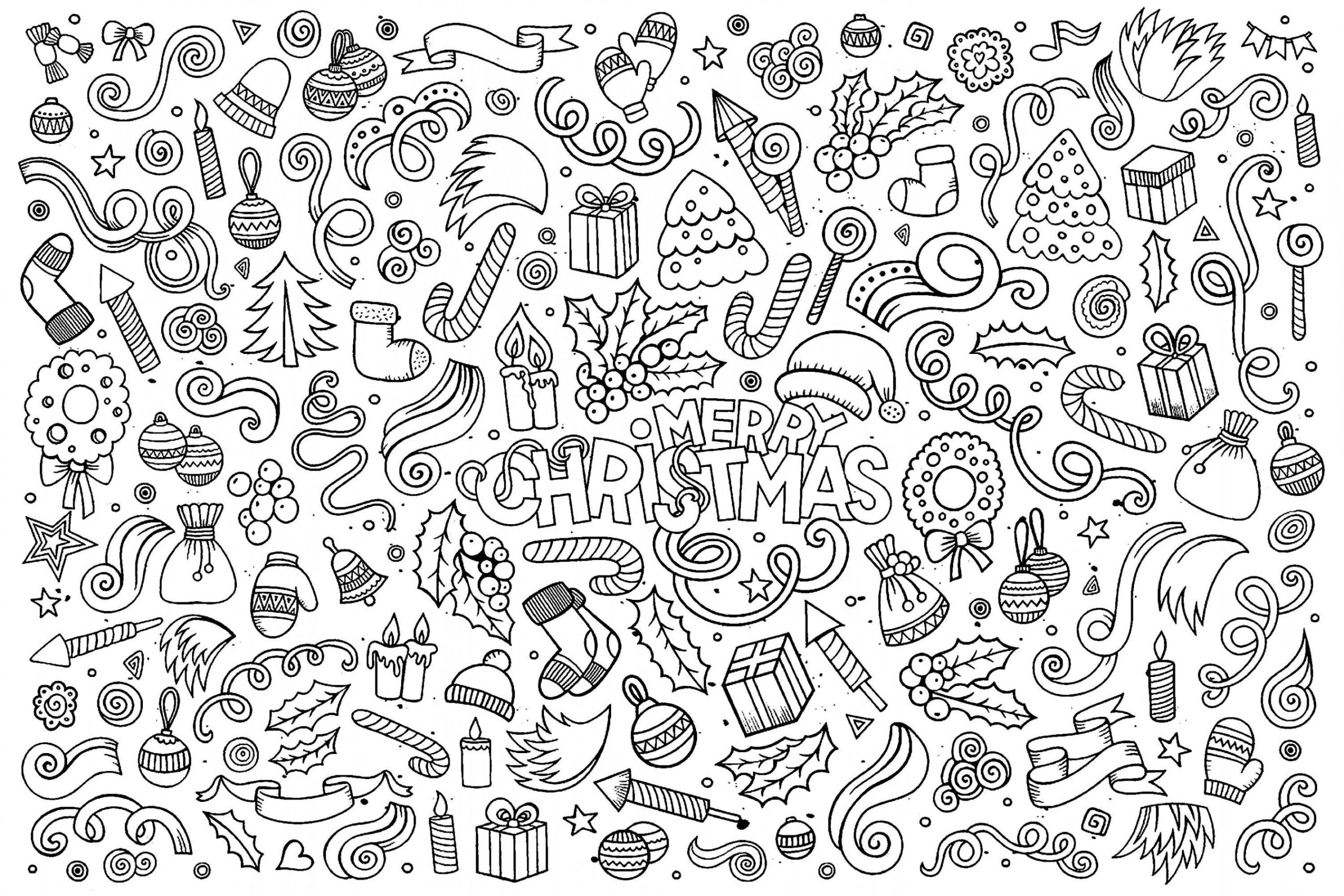 Merry christmas doodles - Various objects linked to celebrate the