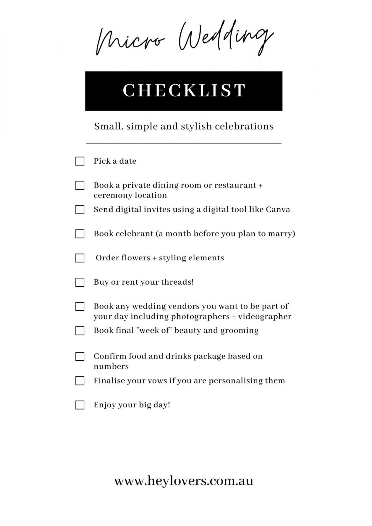 Micro Weddings  Small simple wedding, Small wedding checklist