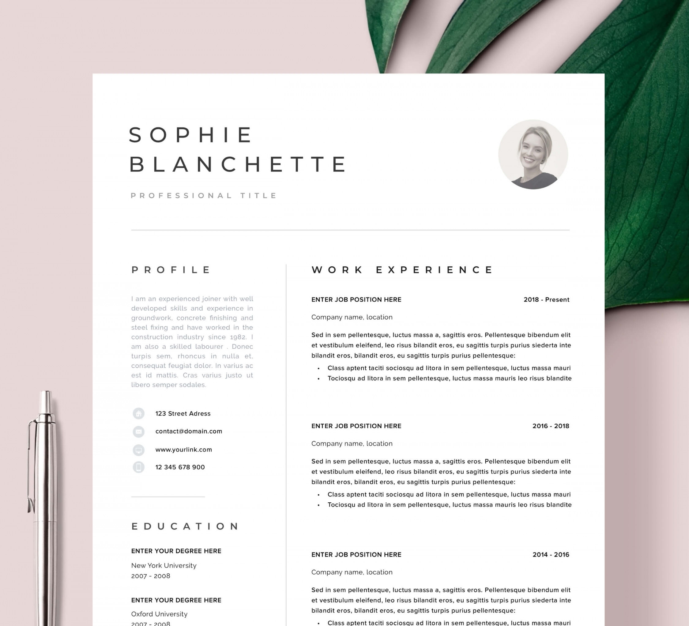 Modern CV template "Frankfurt" - Resume Angels - CV Template