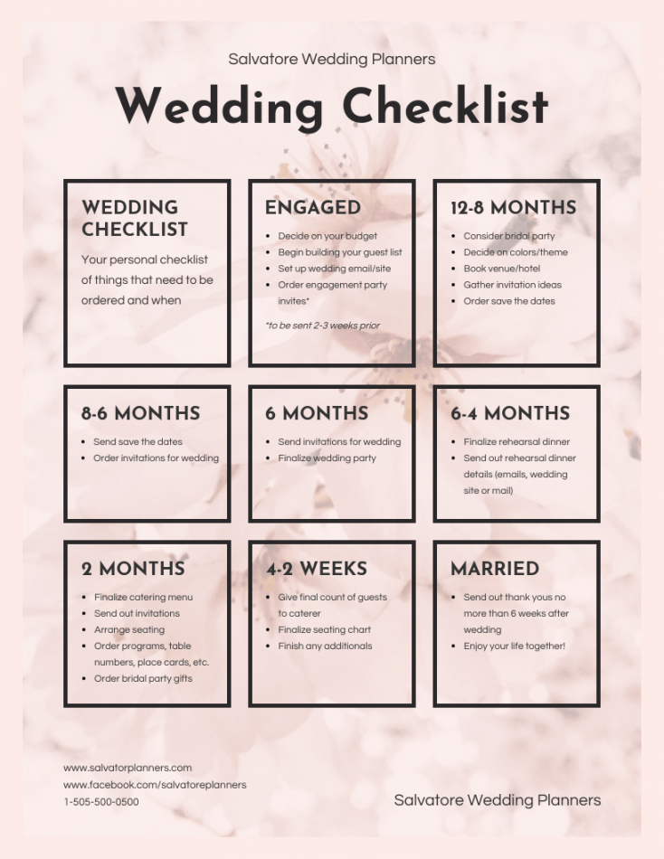 Modern Light Pink Wedding Checklist Template - Venngage