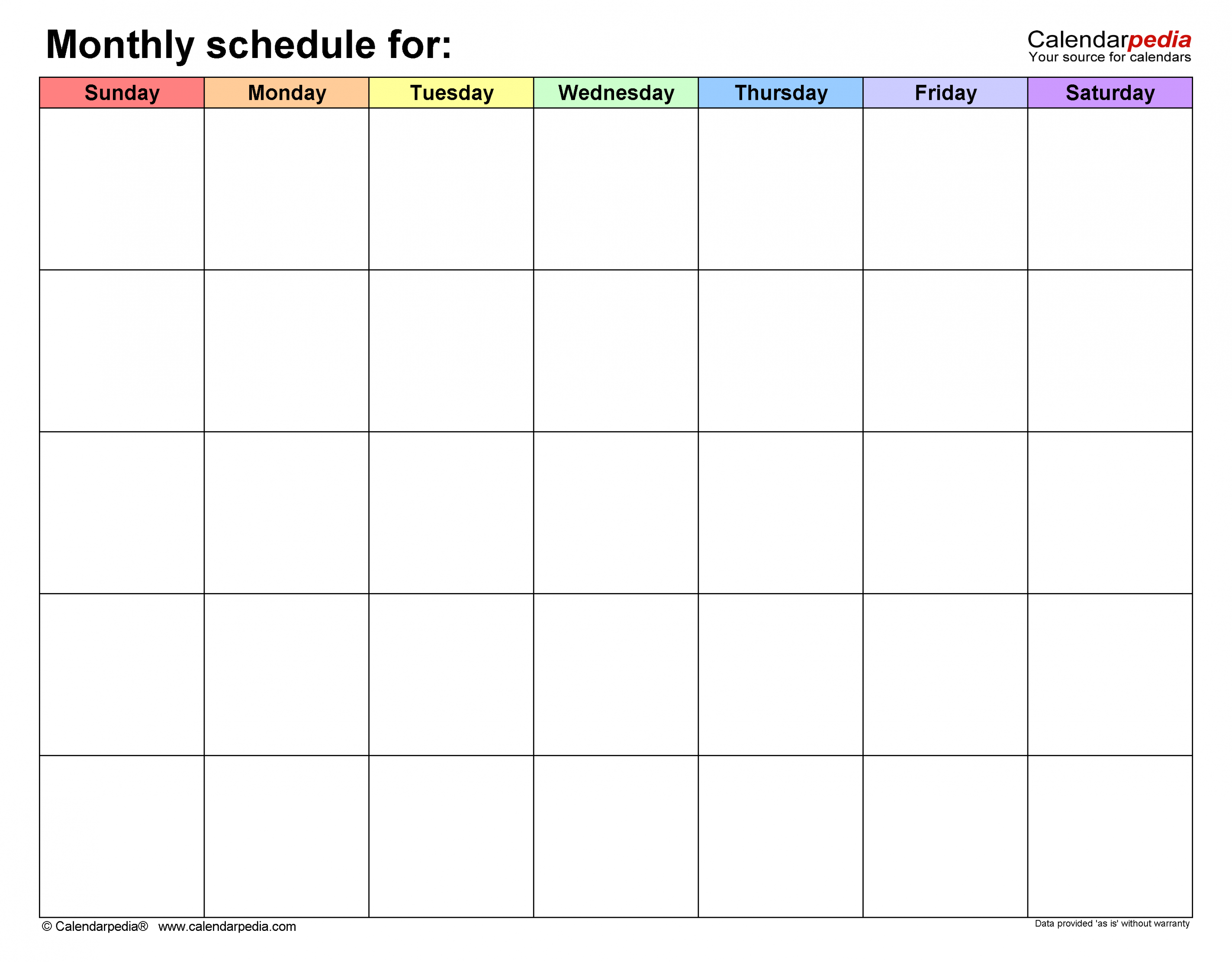 Monthly Schedule Templates for Microsoft Word