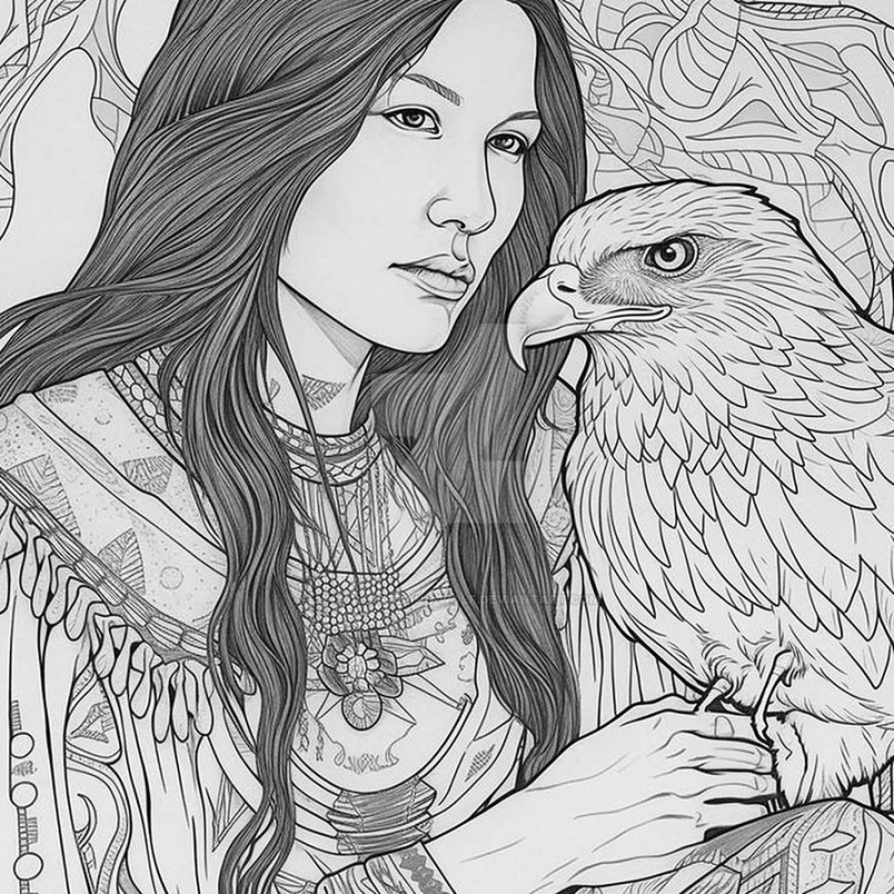 Native American Adult Coloring Page by Luna-Whispering-Wolf on