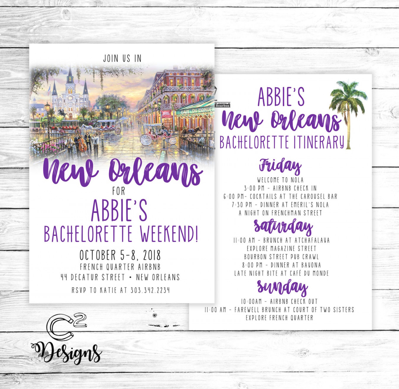 New Orleans Bachelorette Party Invitation With Itinerary - Etsy