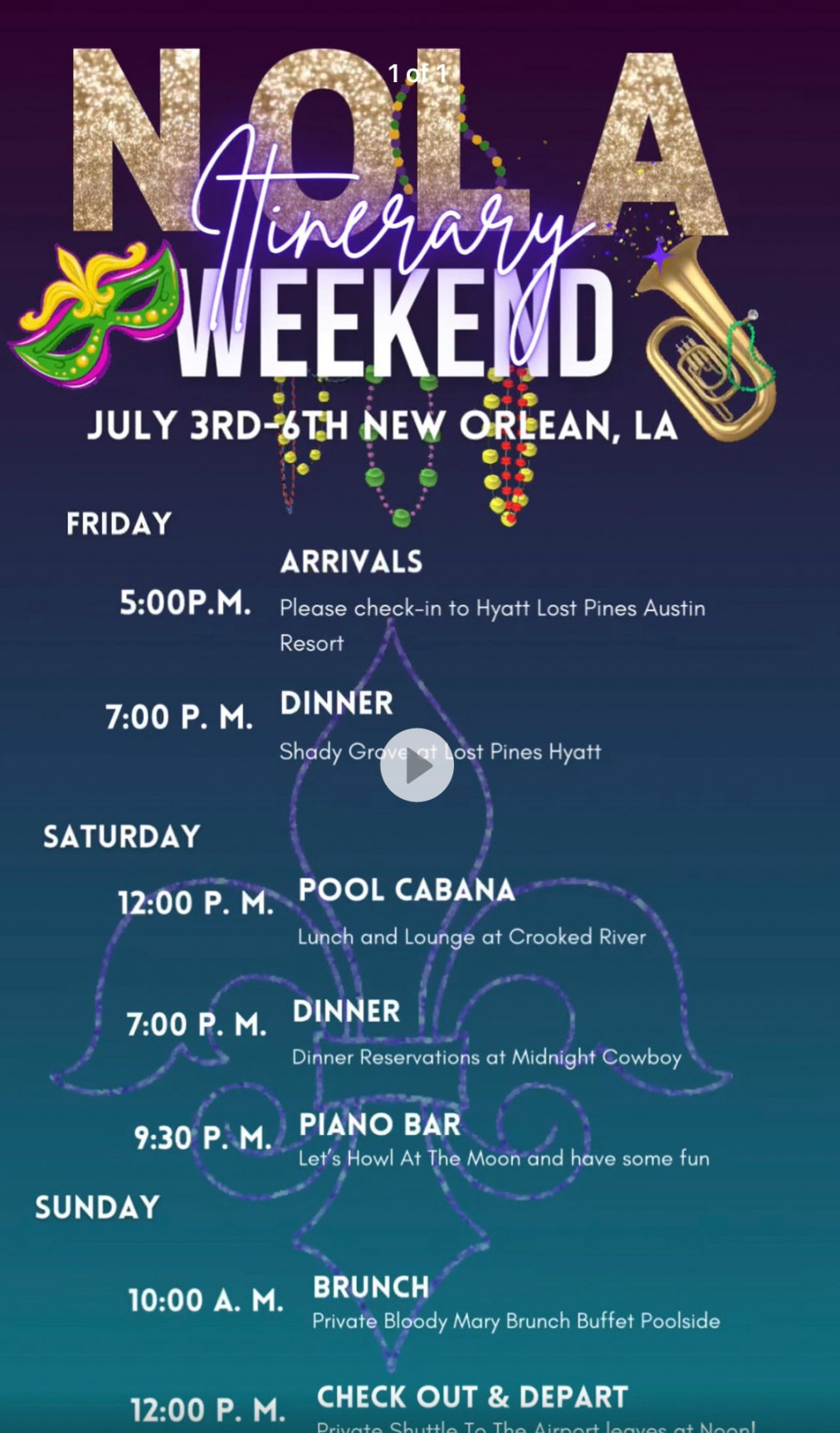 New Orleans Weekend Itinerary Template – Hostessy Video Invitations