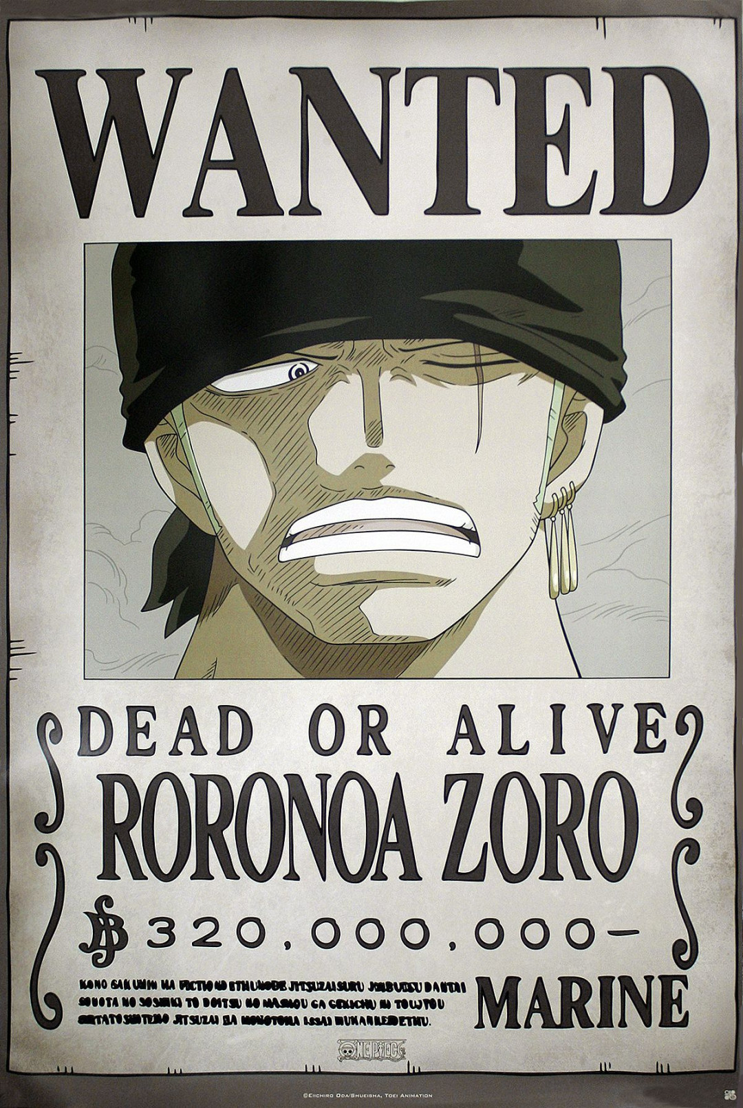 One Piece Poster Wanted Roronoa Zoro  Roronoa zoro, Poster, One piece