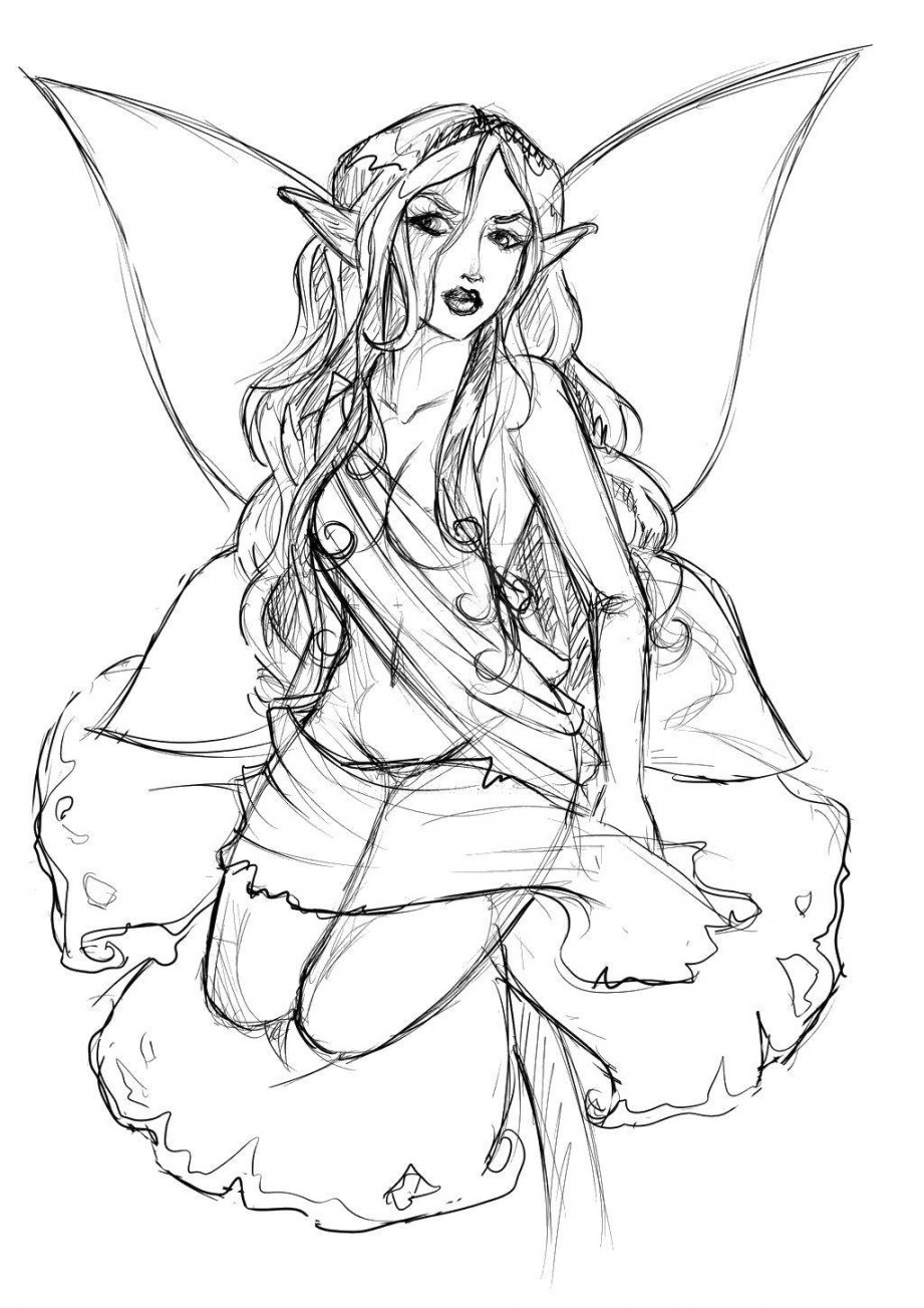 Online coloring pages Coloring page Winged elf Fantasy, Coloring