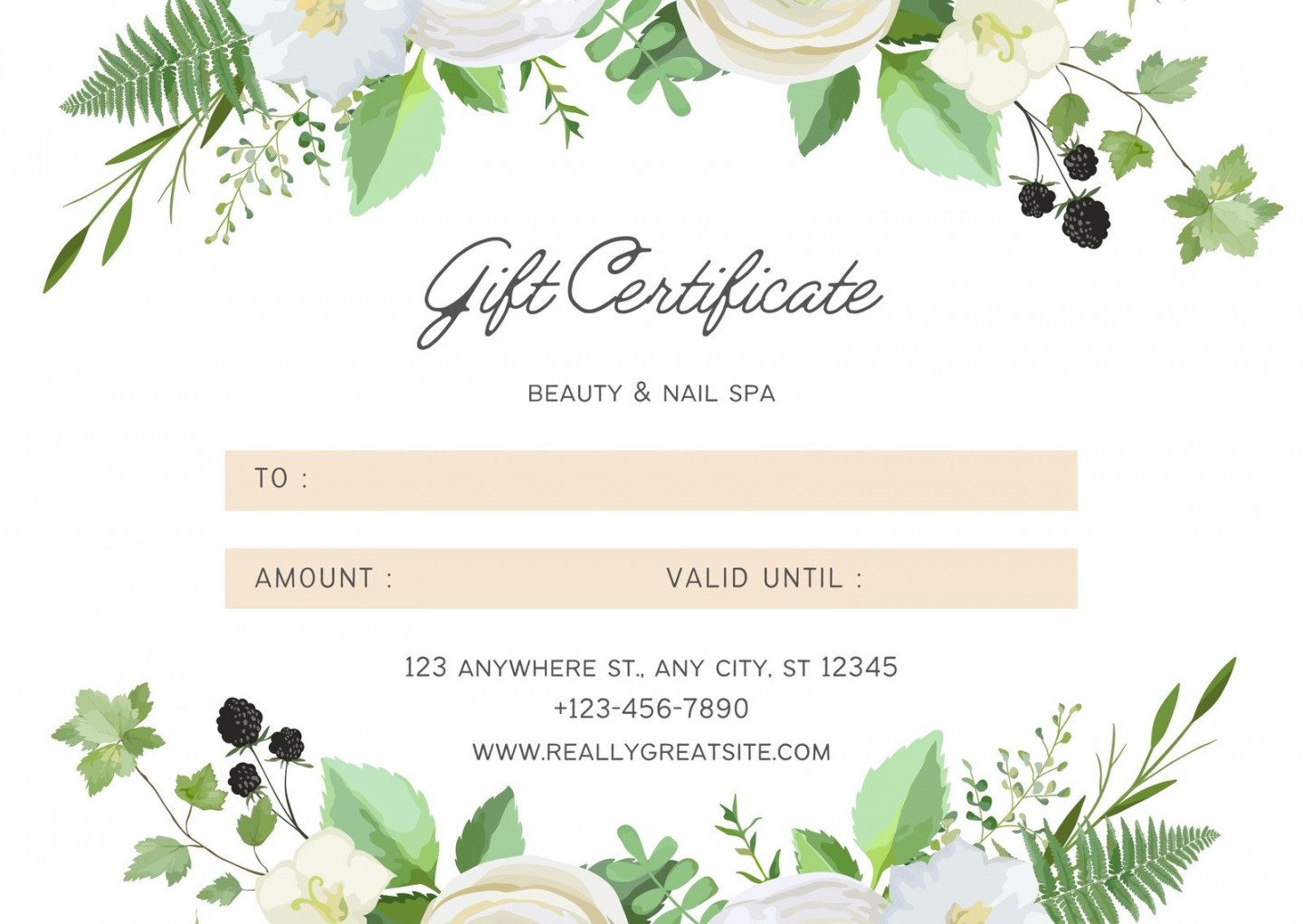 Page  - Free, printable, customizable spa gift certificate