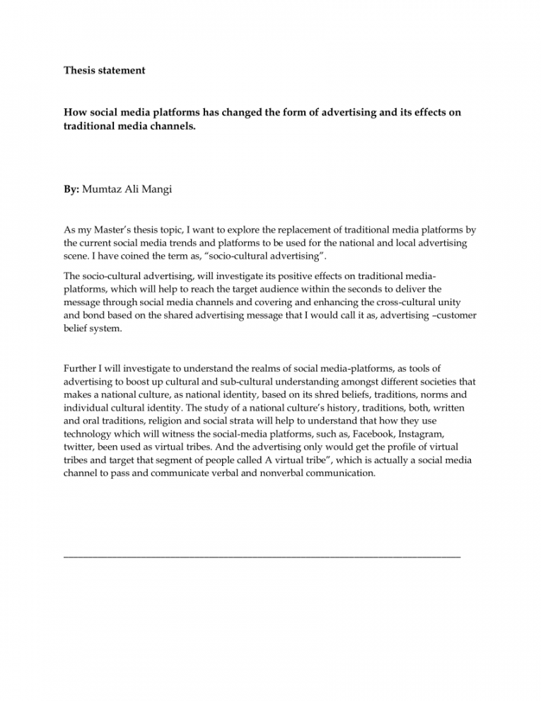 PDF) Thesis statement How social media platforms has changed the