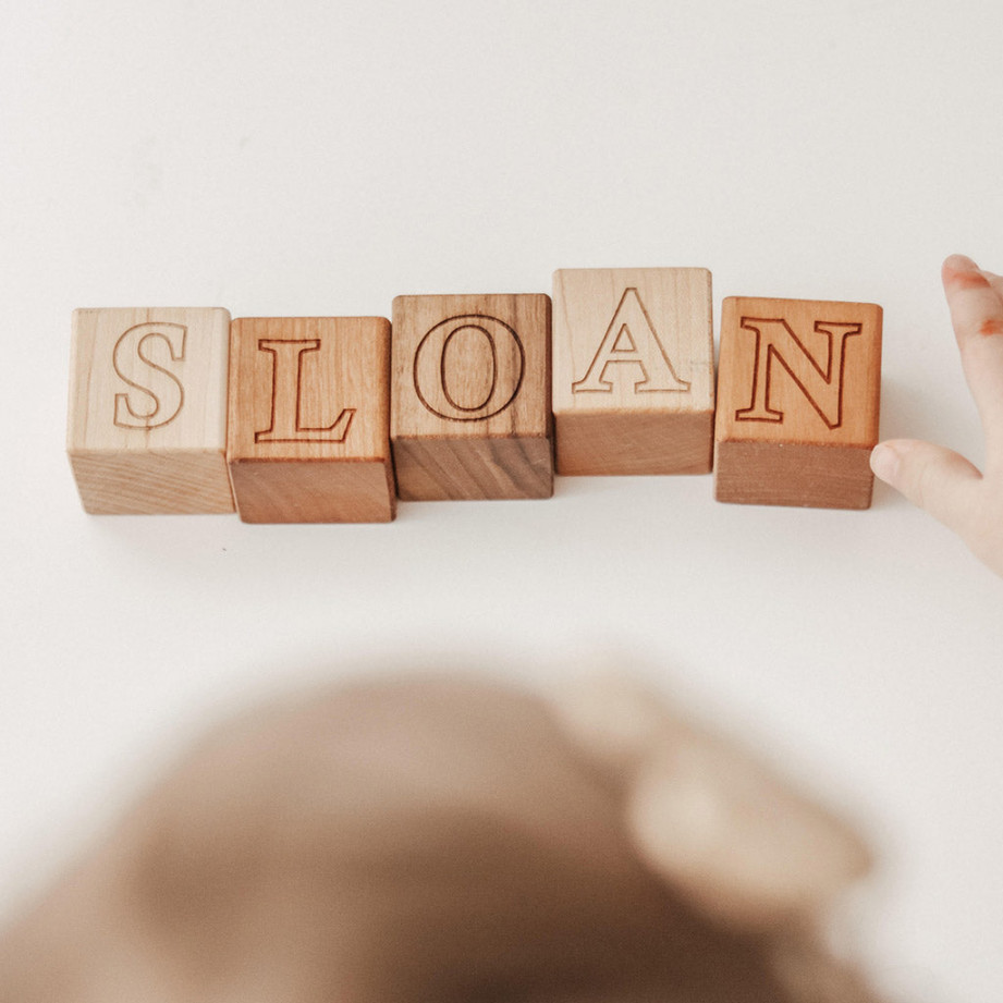 personalized wooden name blocks - all natural and handmade in the