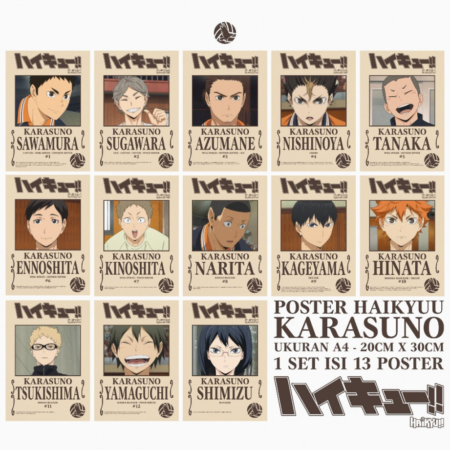 Poster Anime Haikyuu - Karasuno - Poster Bounty Wanted Style