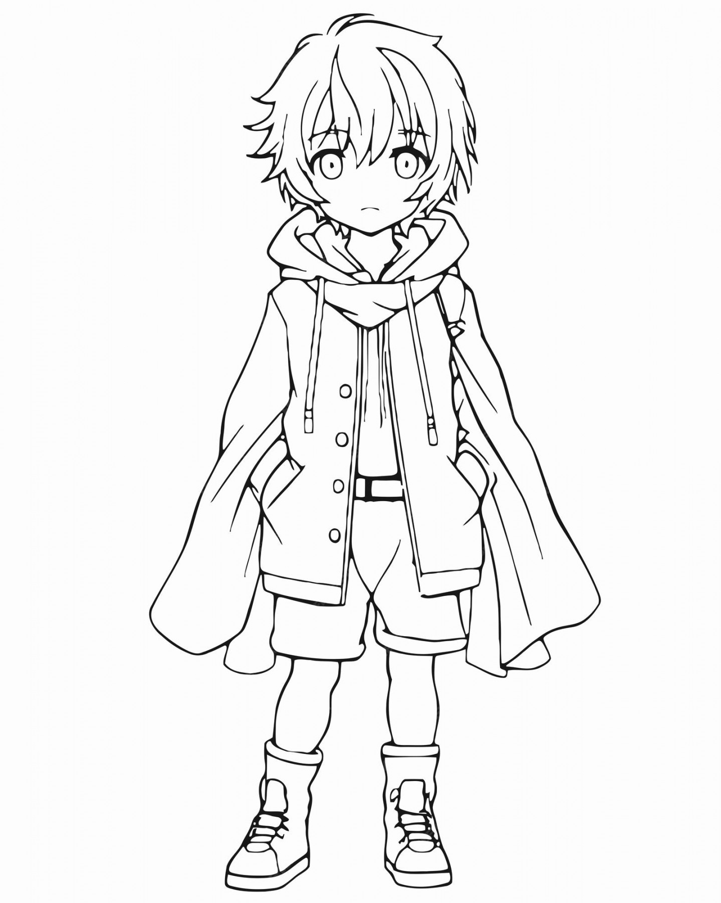 Premium Vector  Anime boy coloring page