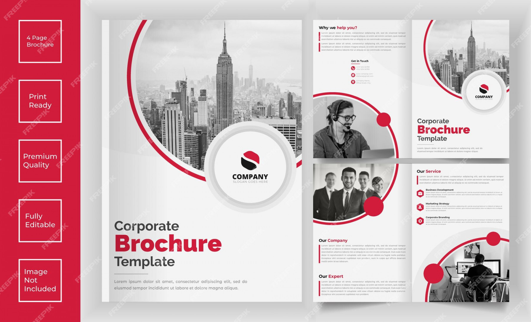 Premium Vector  Corporate  page bi fold brochure template design