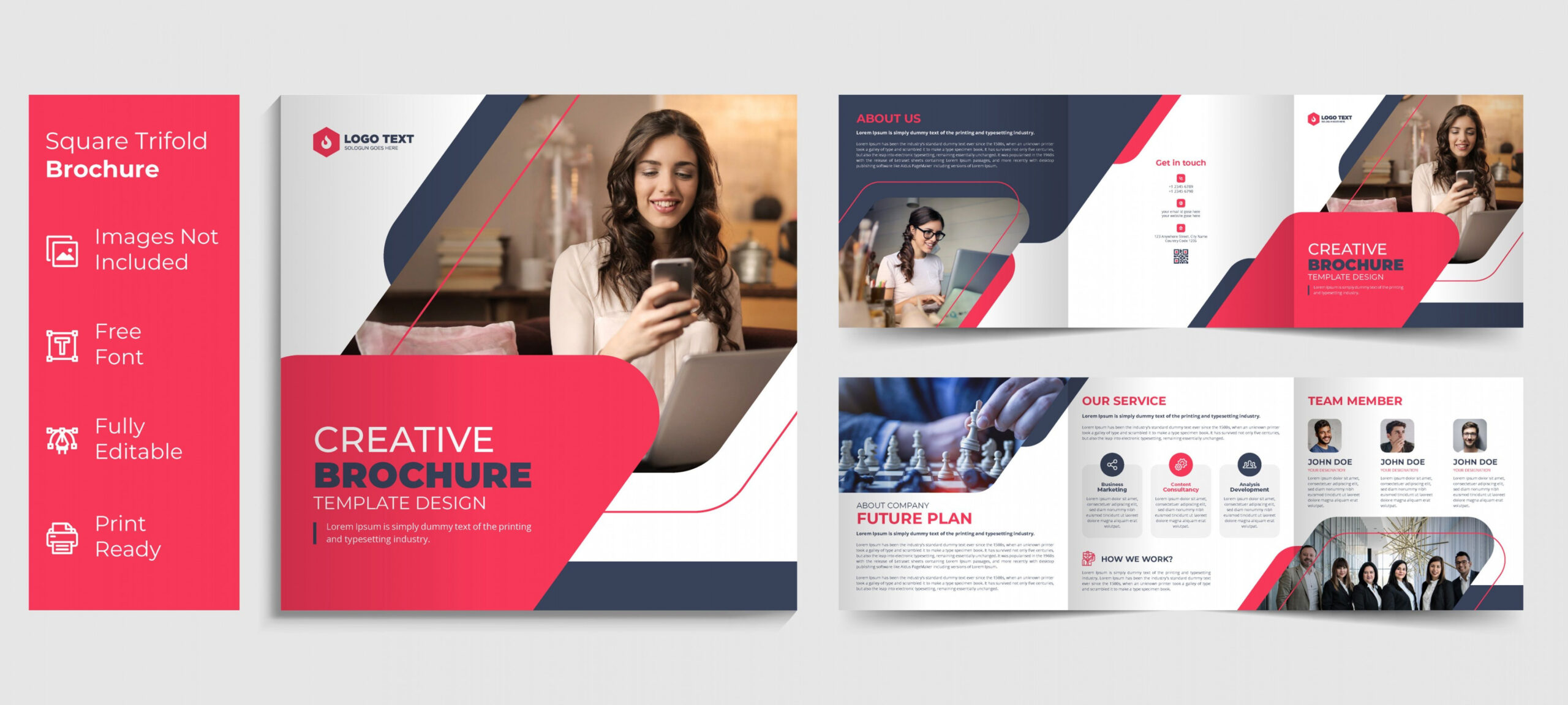 Premium Vector  Creative business square trifold brochure